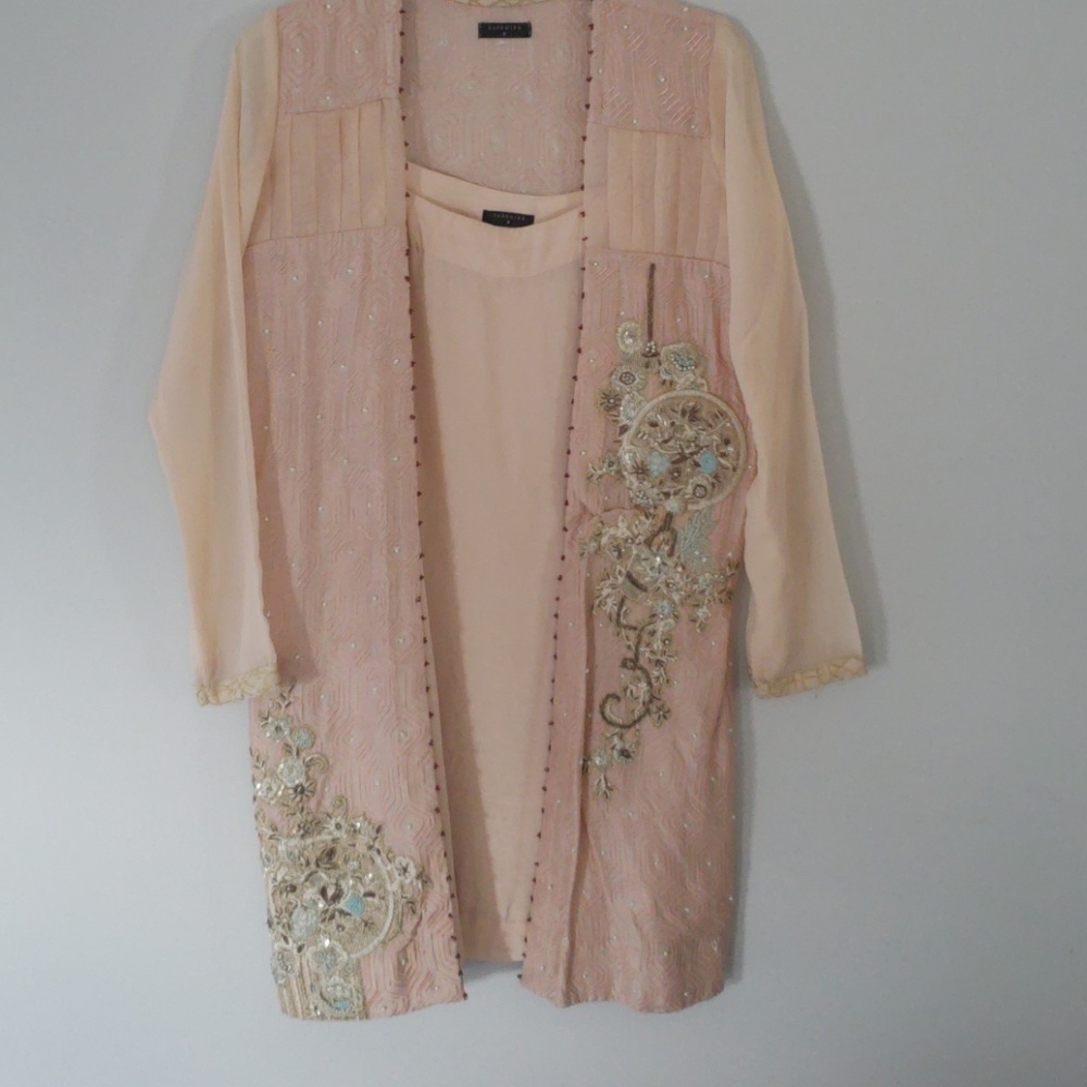 Light Pink Embroided Coat with Inner